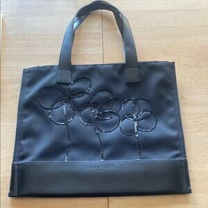 Lamarthe Paris Black Nylon and Leather Tote Bag